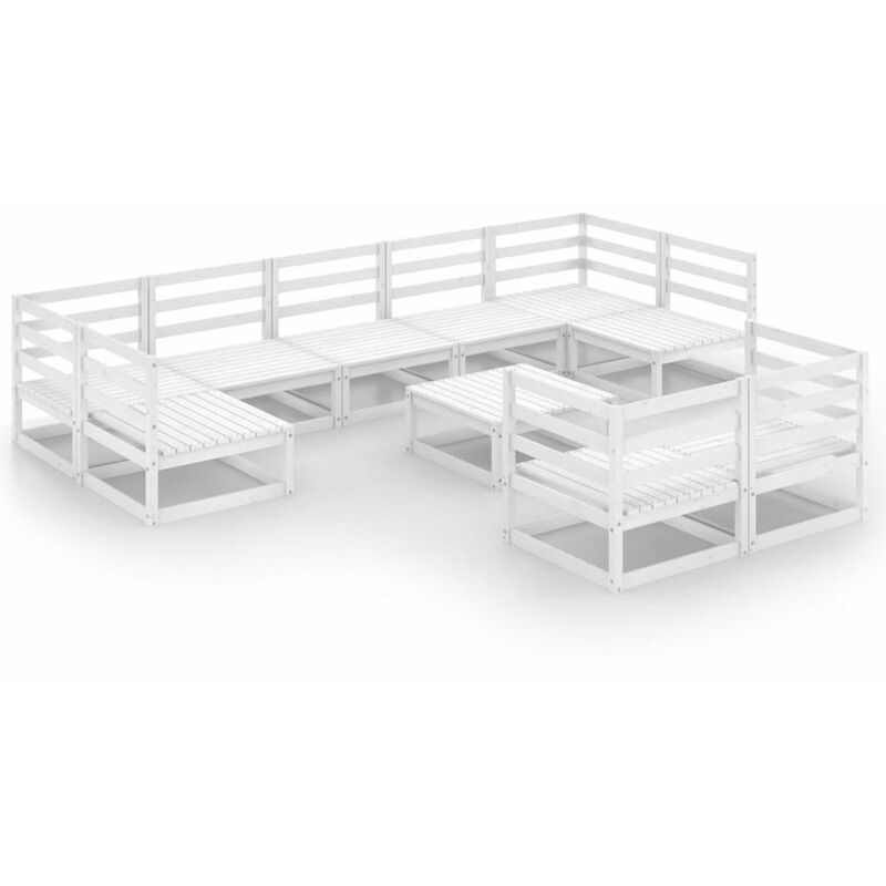 

Set de salon de jardin de 10 piezas madera maciza de pino