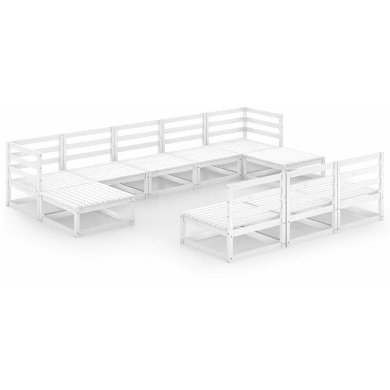 

Happyshopping - Set de salon de jardin de 10 piezas madera maciza de pino