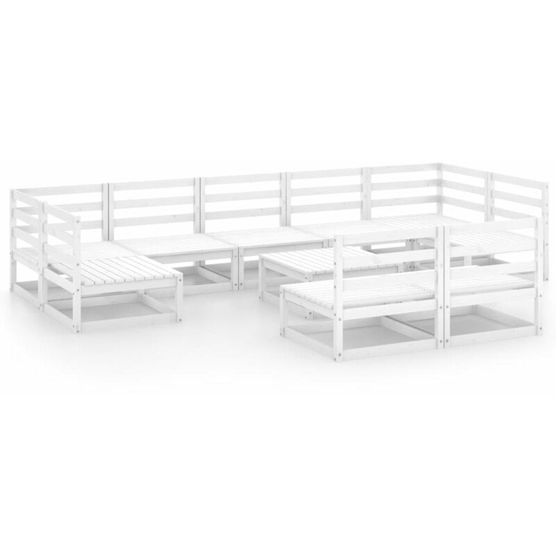 

Happyshopping - Set de salon de jardin de 10 piezas madera maciza de pino
