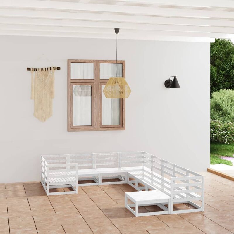 

Set de salón de jardín de 10 piezas madera maciza de pino