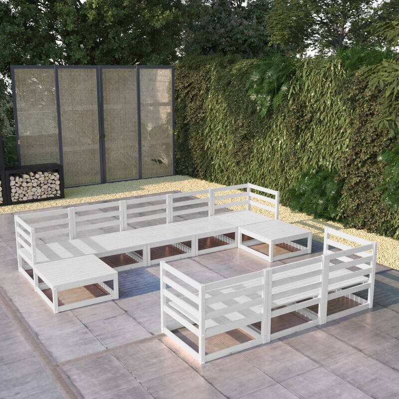 

Set de salón de jardín de 10 piezas madera maciza de pino