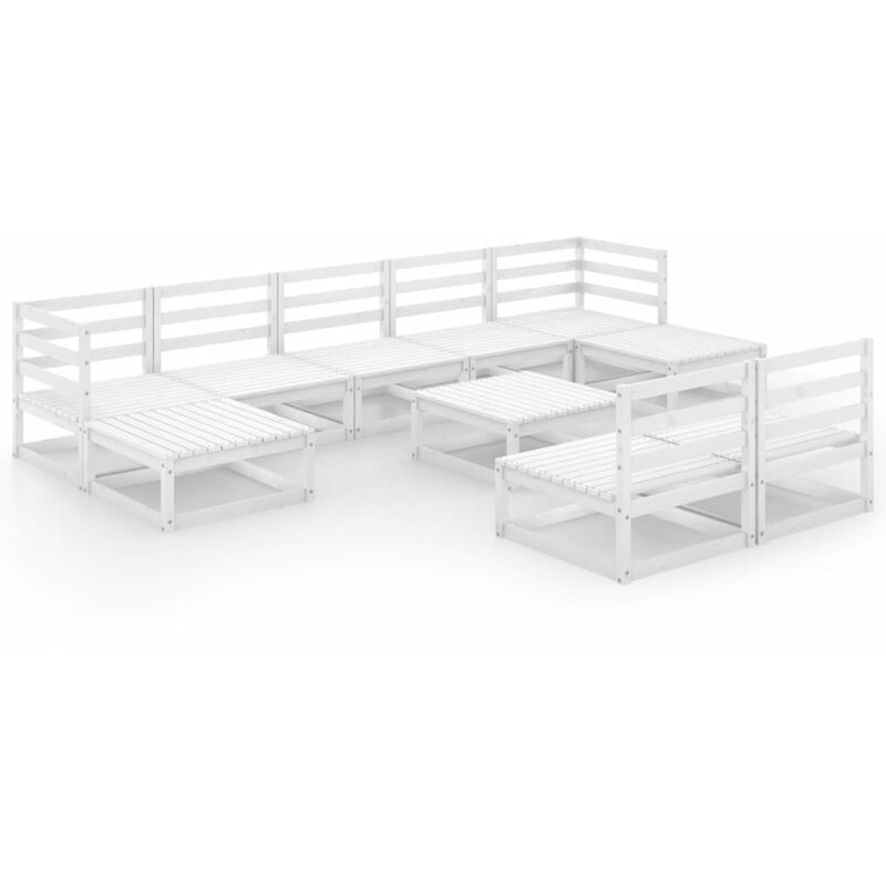 

Set de salón de jardín de 10 piezas madera maciza de pino