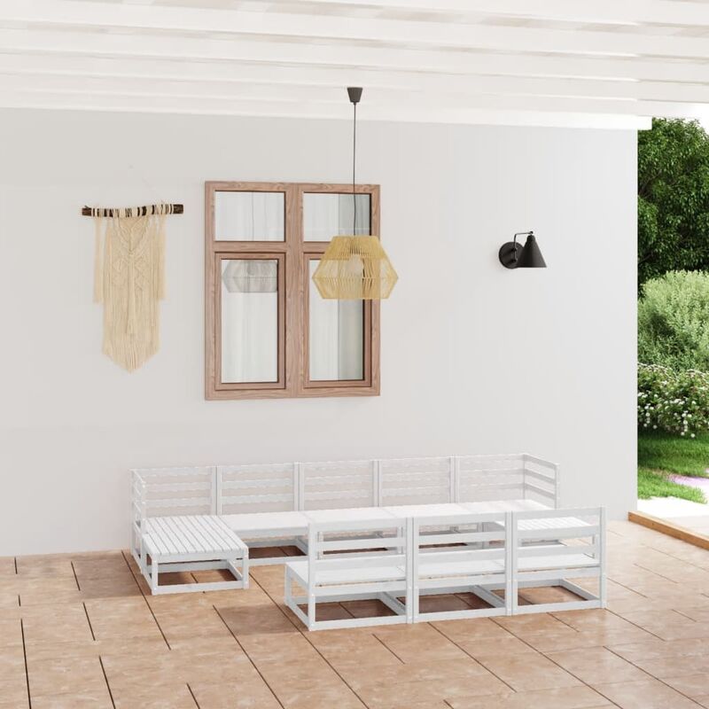 

Set de salón de jardín de 10 piezas madera maciza de pino