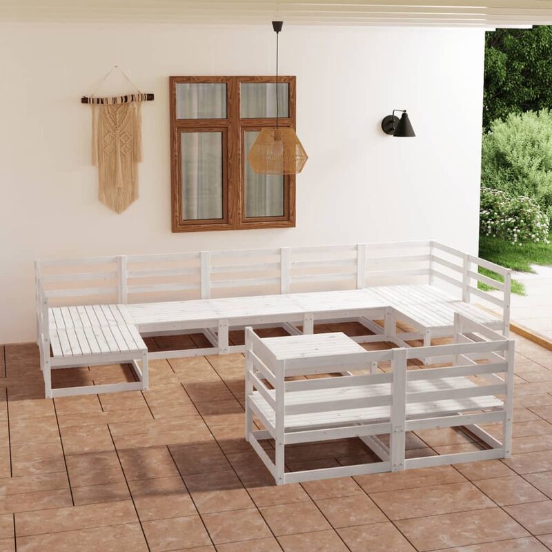 

Set de salón de jardín de 10 piezas madera maciza de pino
