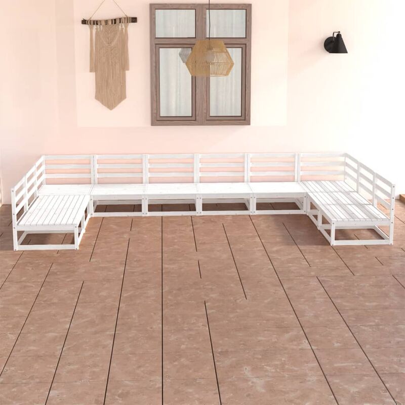 

Set de salón de jardín de 10 piezas madera maciza de pino