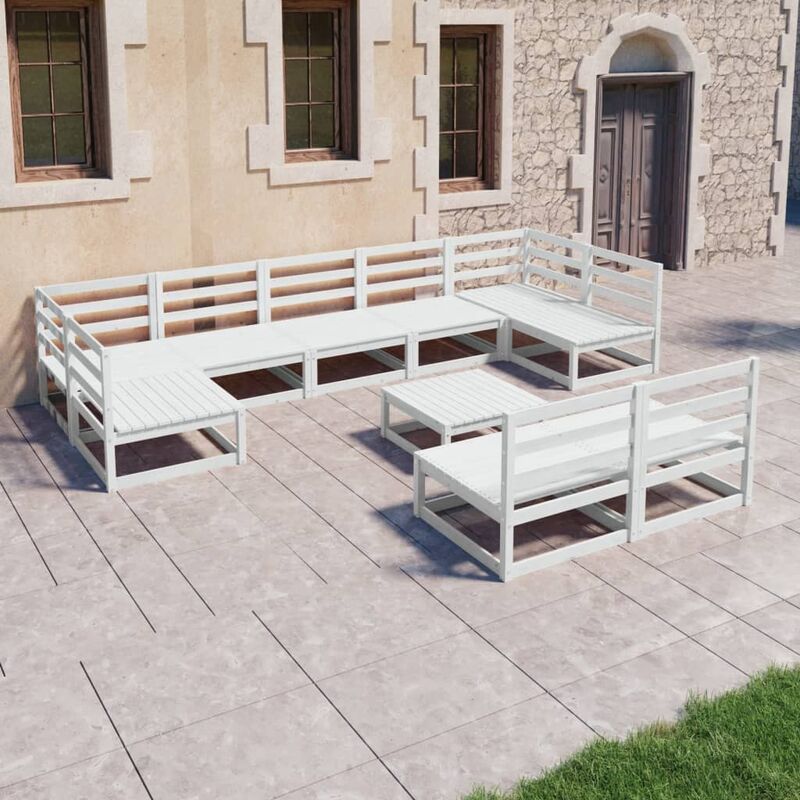 

Set de salón de jardín de 10 piezas madera maciza de pino