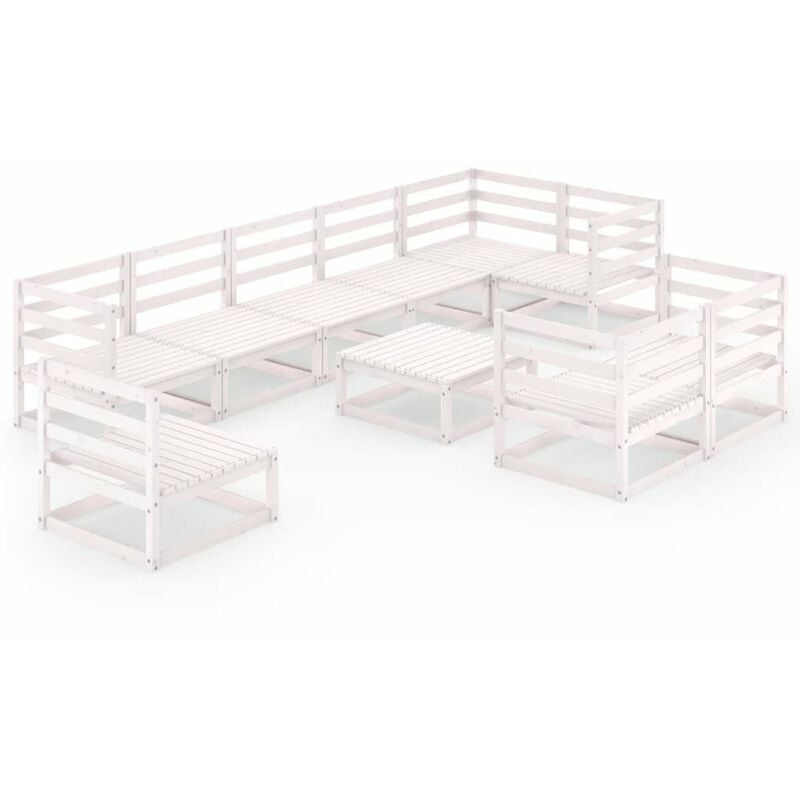 

Set de salon de jardin de 10 pzas blanco madera maciza de pino