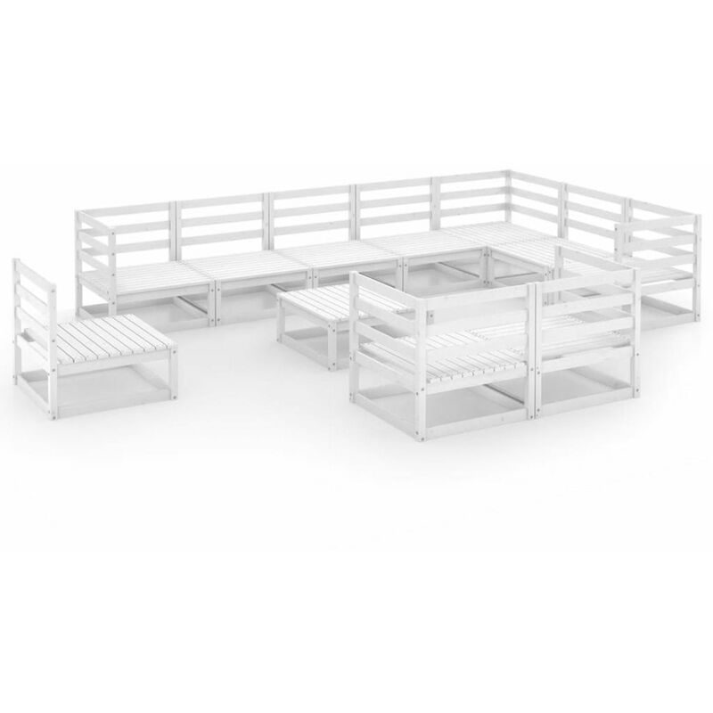 

Set de salon de jardin de 11 piezas blanco madera maciza de pino