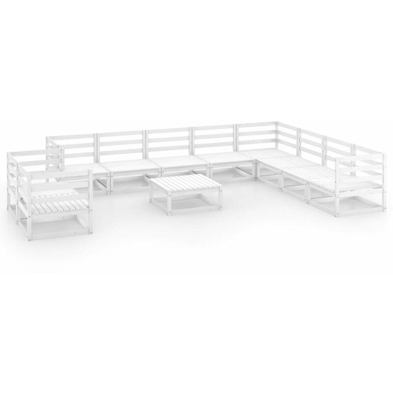 

Set de salon de jardin de 11 piezas blanco madera maciza pino