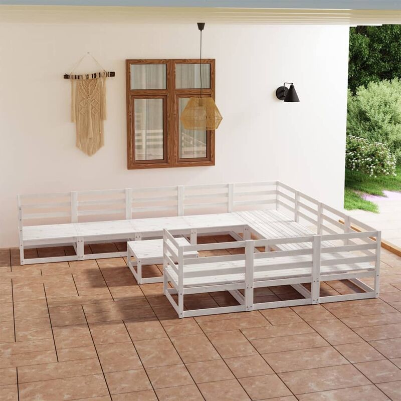 

Set de salón de jardín de 11 piezas madera maciza de pino