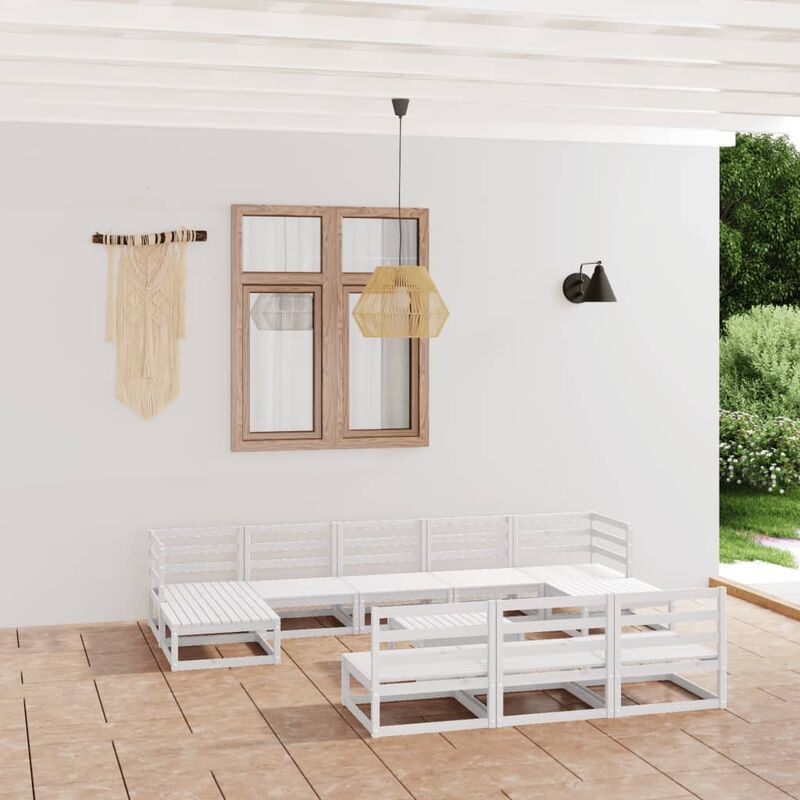 

Set de salón de jardín de 11 piezas madera maciza de pino
