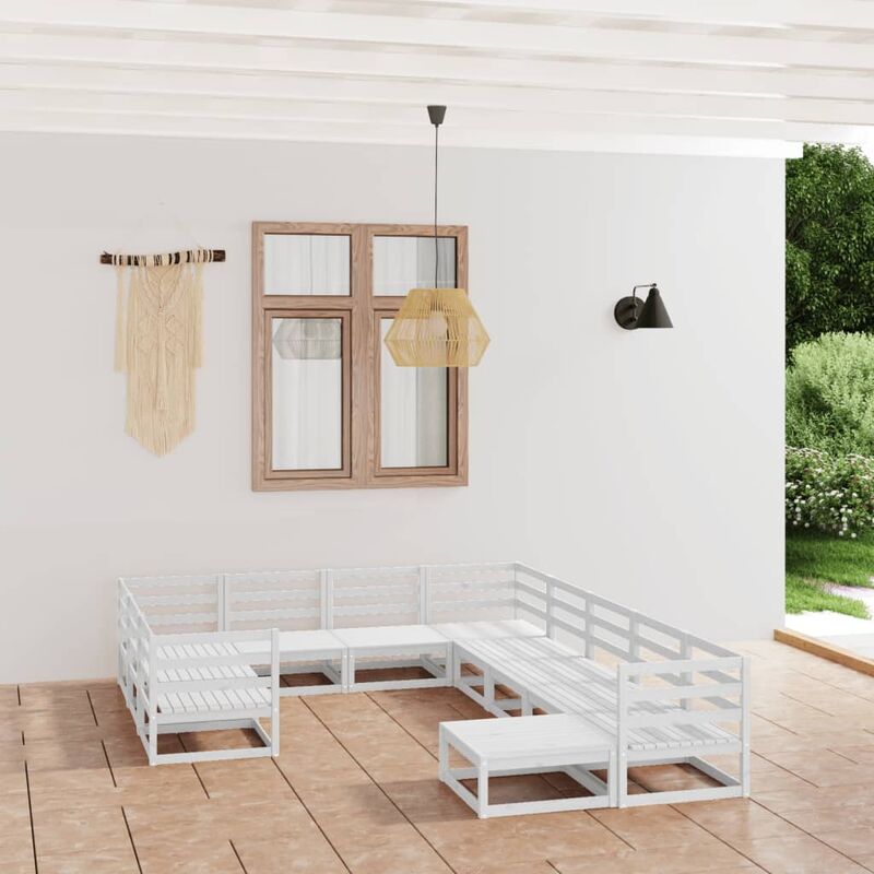 

Set de salón de jardín de 11 piezas madera maciza de pino