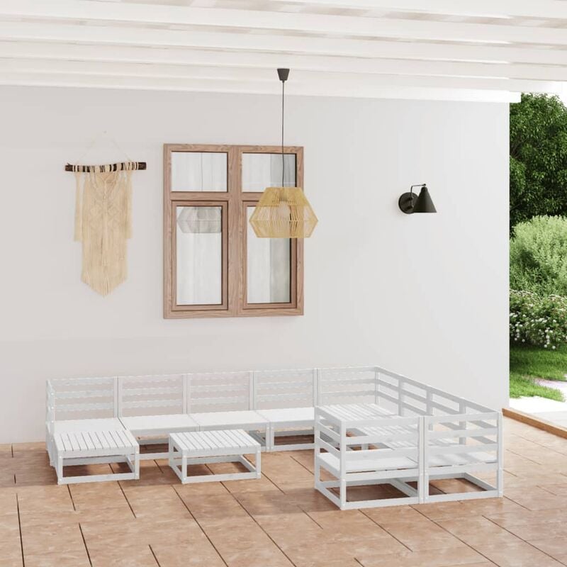 

Set de salón de jardín de 11 piezas madera maciza de pino