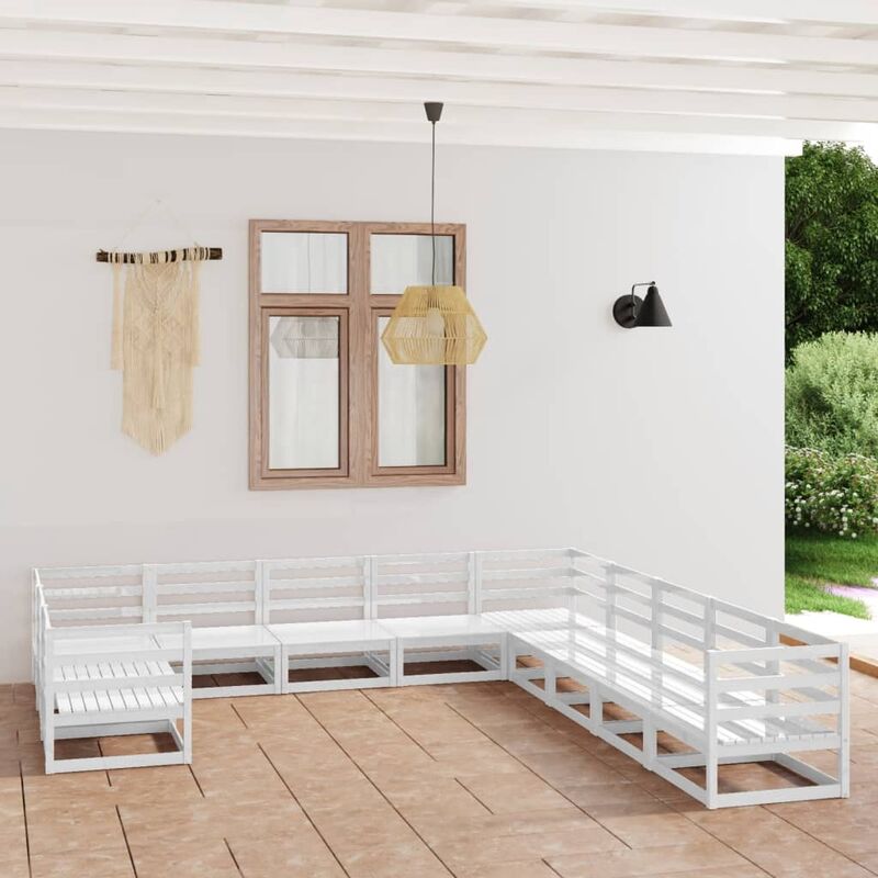 

Set de salón de jardín de 11 piezas madera maciza de pino