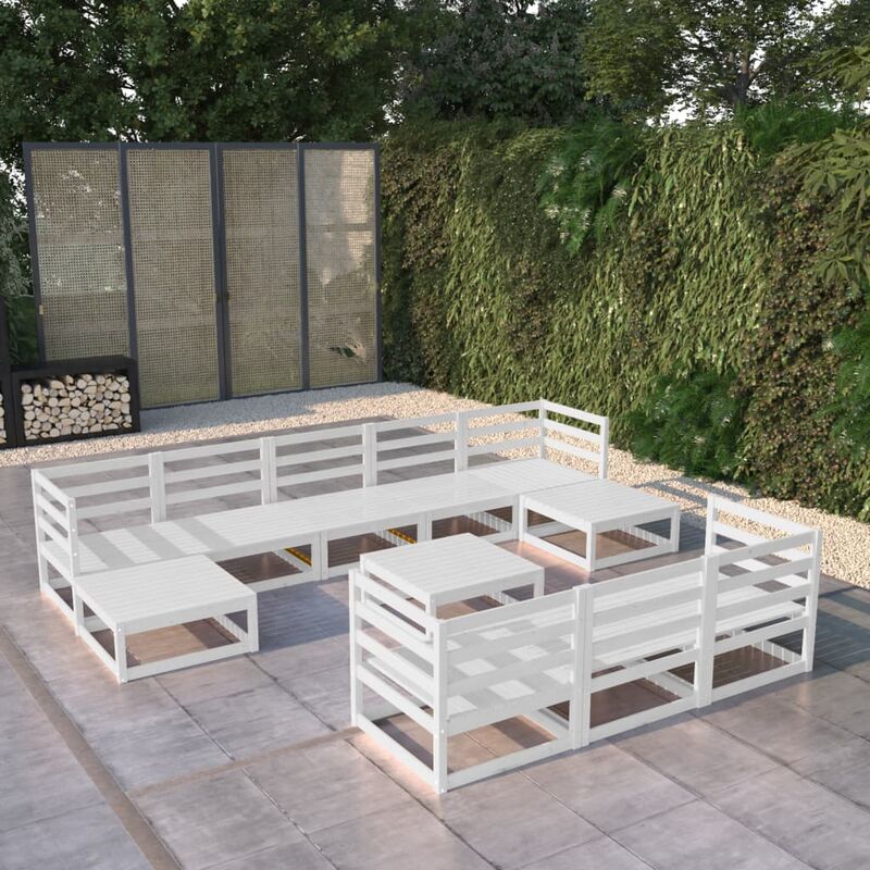 

Set de salón de jardín de 11 piezas madera maciza de pino