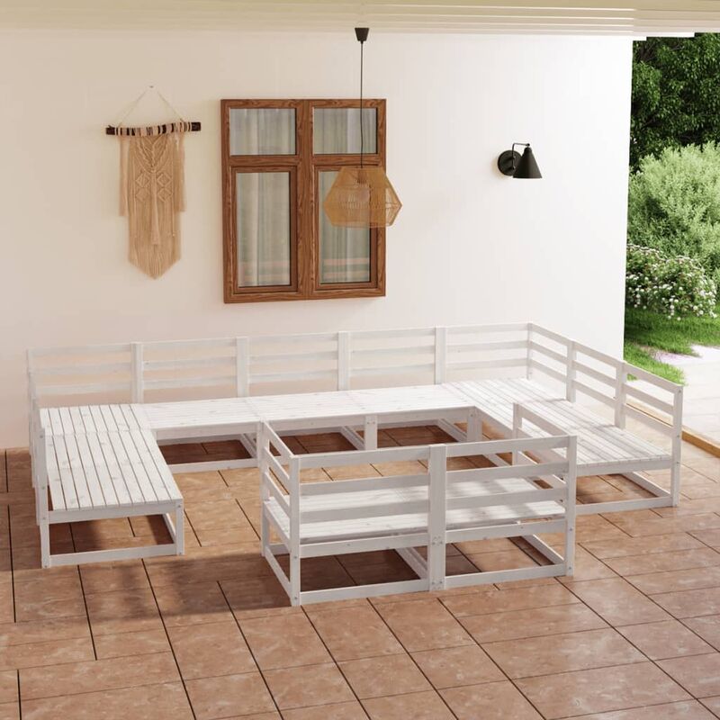 

Set de salón de jardín de 11 piezas madera maciza de pino