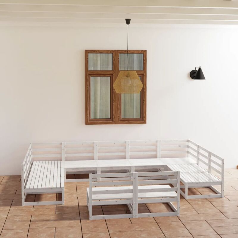 

Set de salón de jardín de 11 piezas madera maciza de pino
