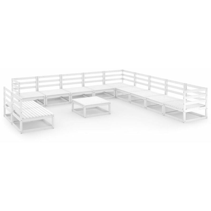 

Set de salon de jardin de 12 piezas blanco madera maciza de pino