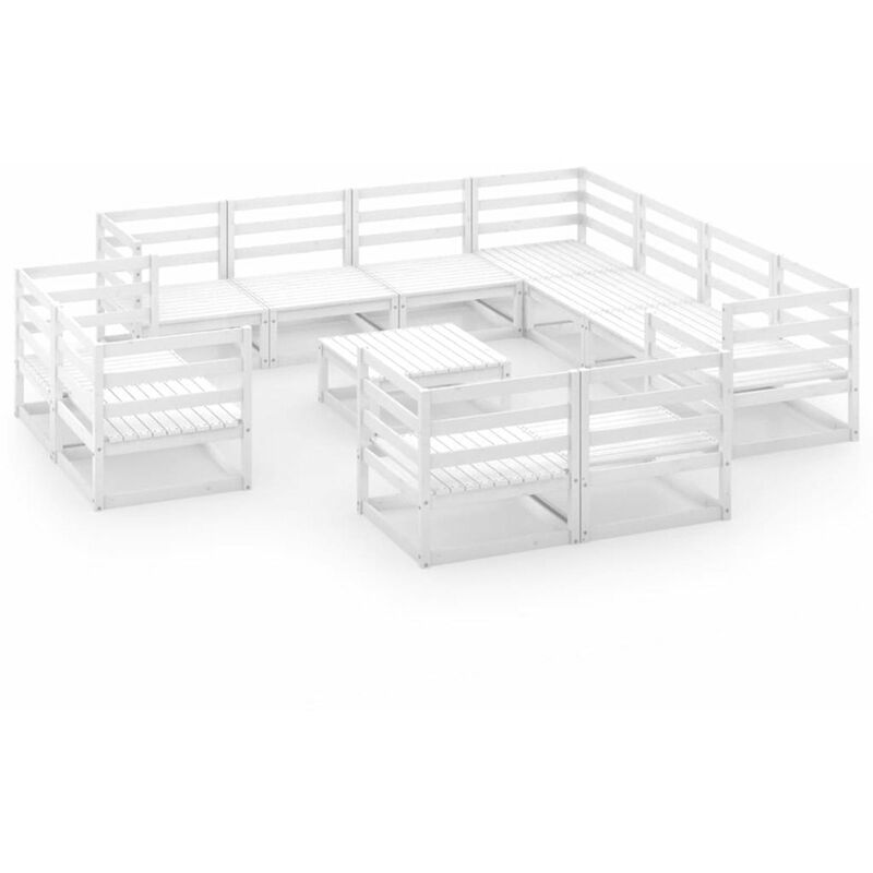 

Set de salon de jardin de 12 piezas blanco madera maciza pino