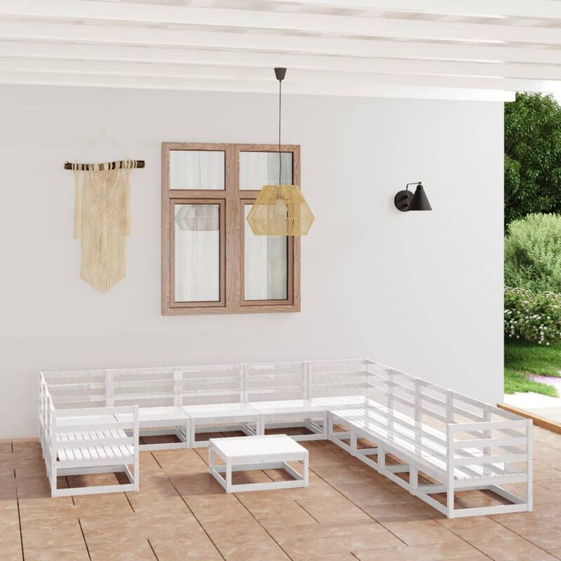 

Set de salón de jardín de 12 piezas madera maciza de pino