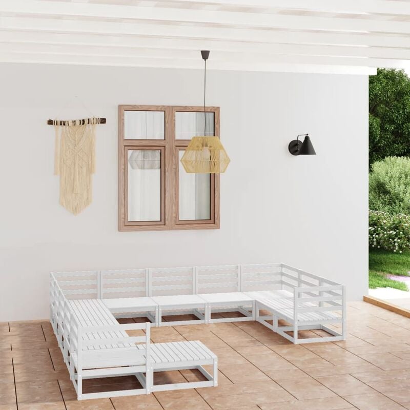 

Set de salón de jardín de 12 piezas madera maciza de pino