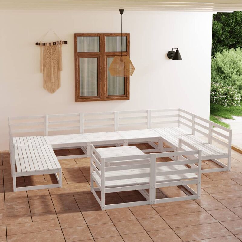 

Set de salón de jardín de 12 piezas madera maciza de pino