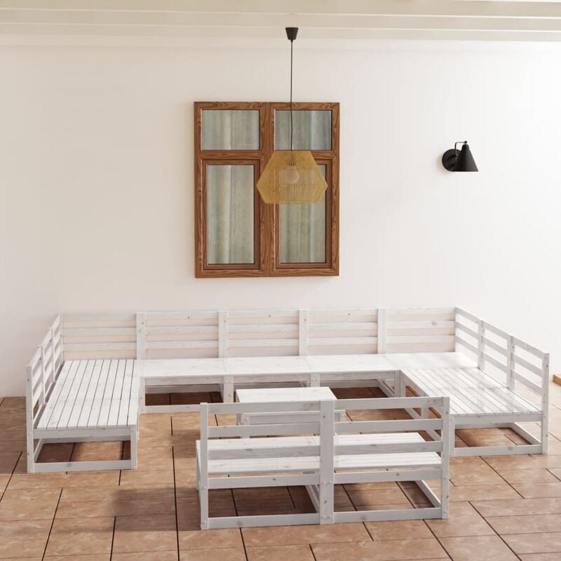 

Set de salón de jardín de 12 piezas madera maciza de pino