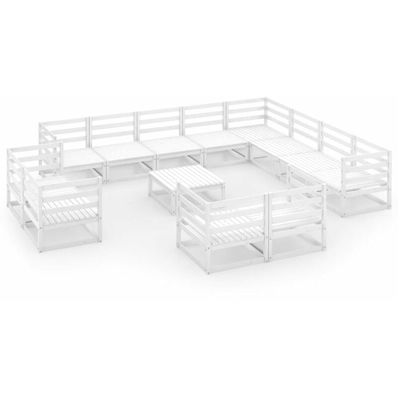 

Set de salon de jardin de 13 piezas blanco madera maciza pino