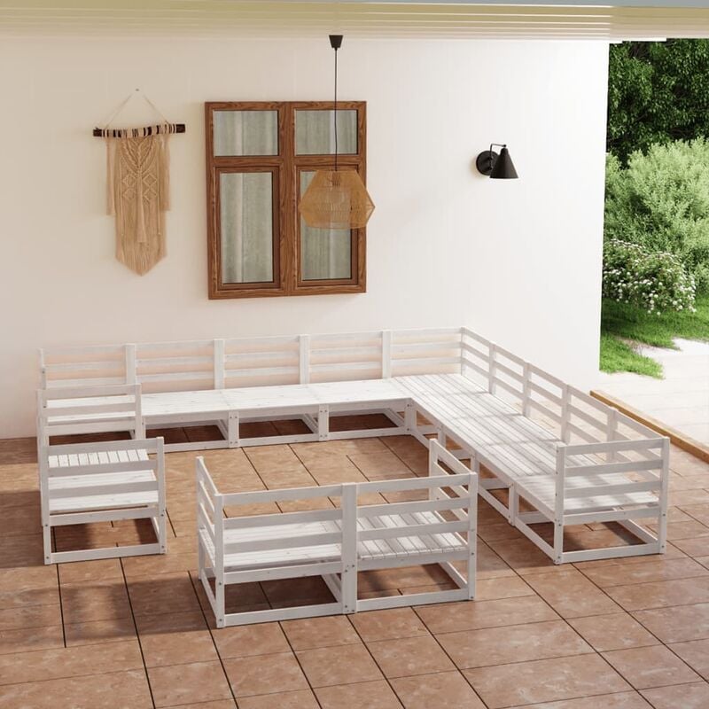 

Set de salón de jardín de 13 piezas madera maciza de pino