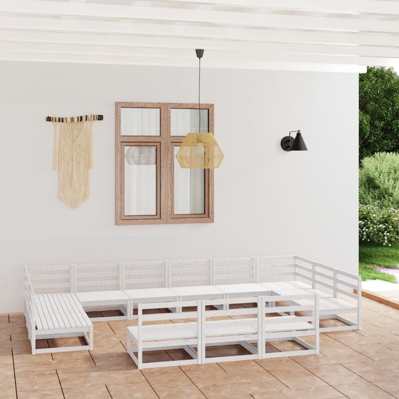

Set de salón de jardín de 13 piezas madera maciza de pino
