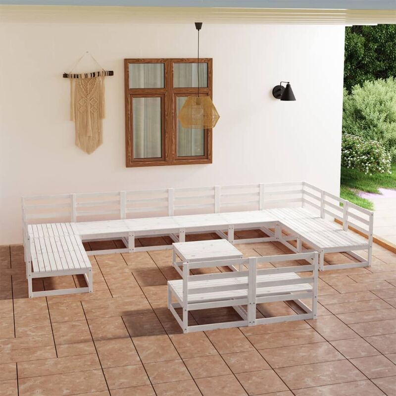 

Set de salón de jardín de 13 piezas madera maciza de pino