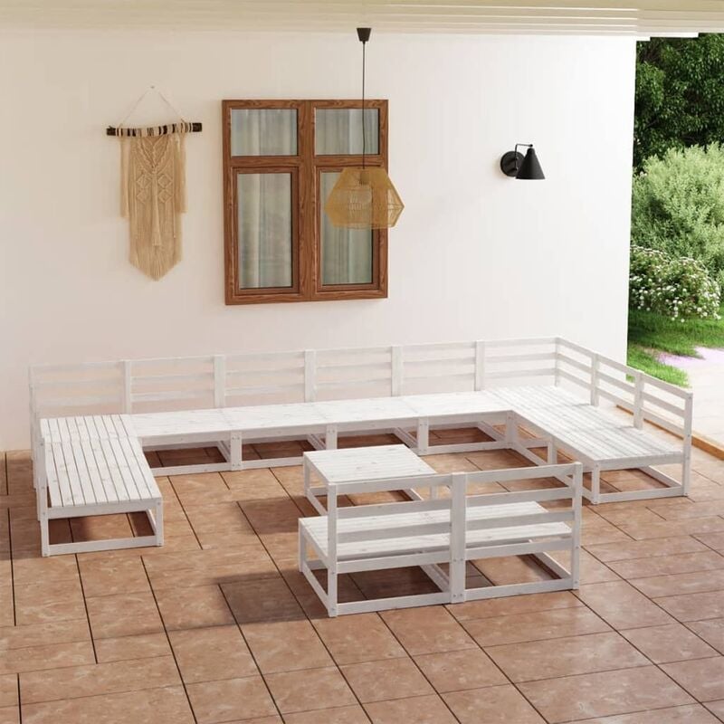

Set de salón de jardín de 13 piezas madera maciza de pino