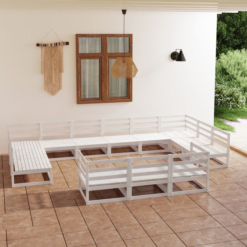 

Set de salón de jardín de 13 piezas madera maciza de pino