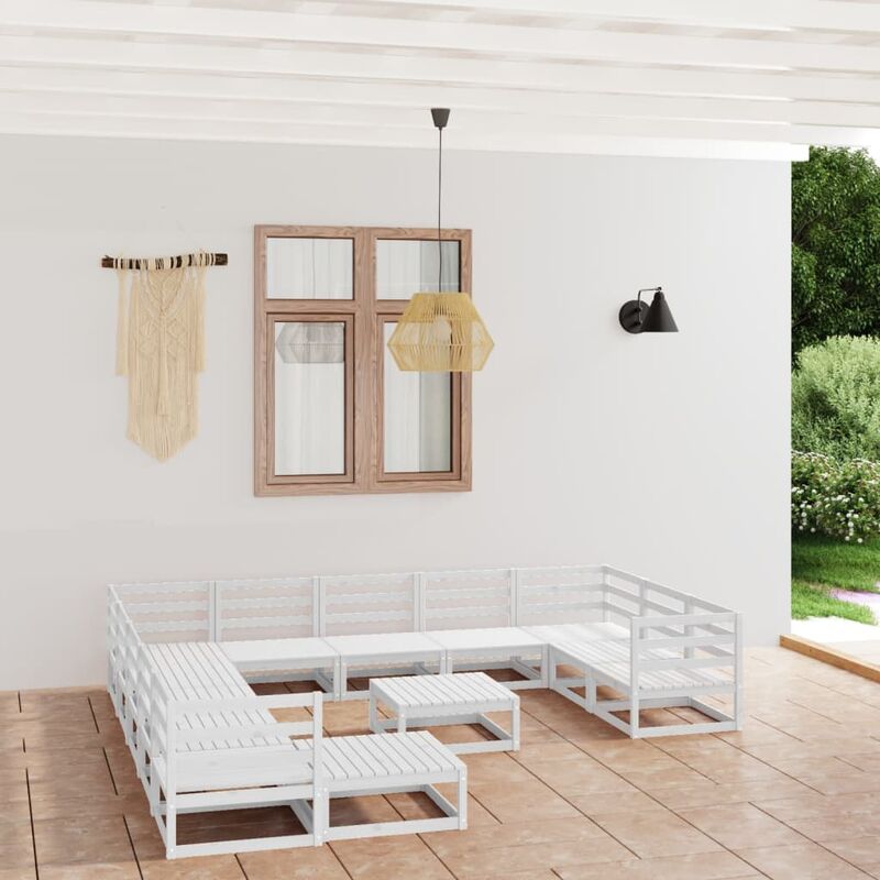 

Set de salón de jardín de 13 piezas madera maciza pino