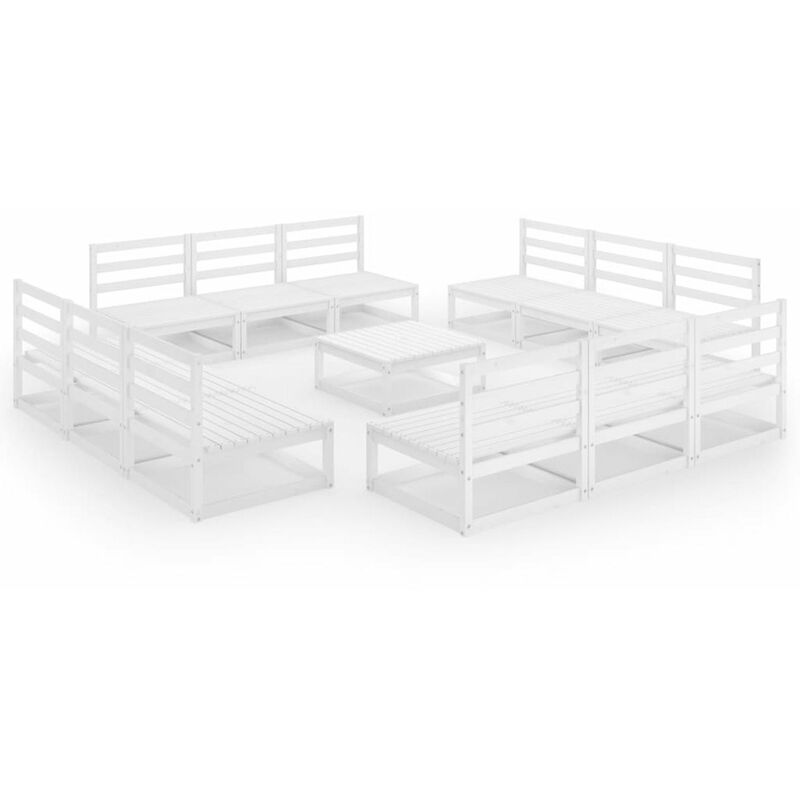 

Set de salon de jardin de 13 pzas blanco madera maciza de pino