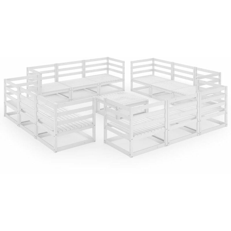 

Set de salon de jardin de 13 pzas blanco madera maciza de pino