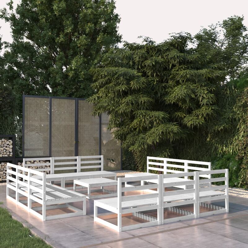 

Set de salón de jardín de 13 pzas blanco madera maciza de pino
