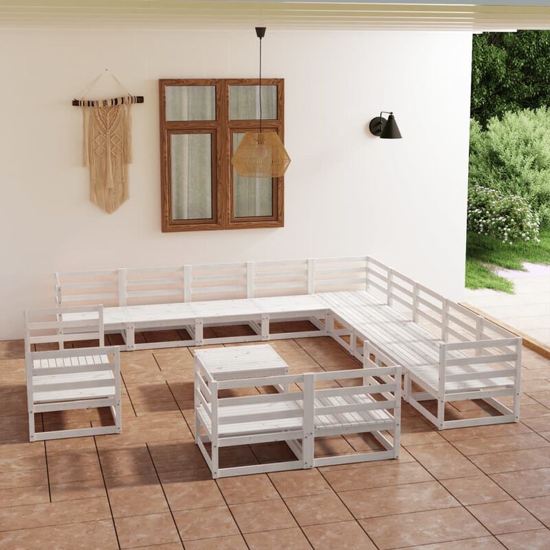 

Set de salón de jardín de 14 piezas madera maciza de pino