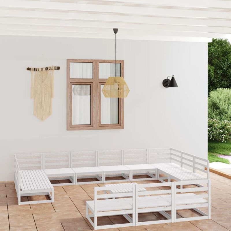 

Set de salón de jardín de 14 piezas madera maciza de pino