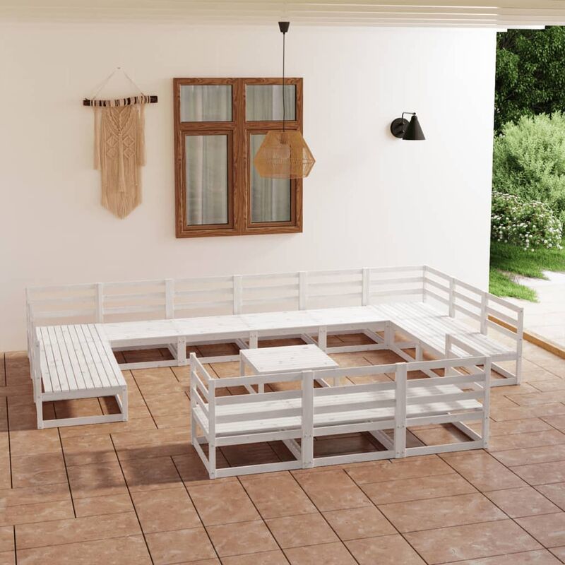 

Set de salón de jardín de 14 piezas madera maciza de pino