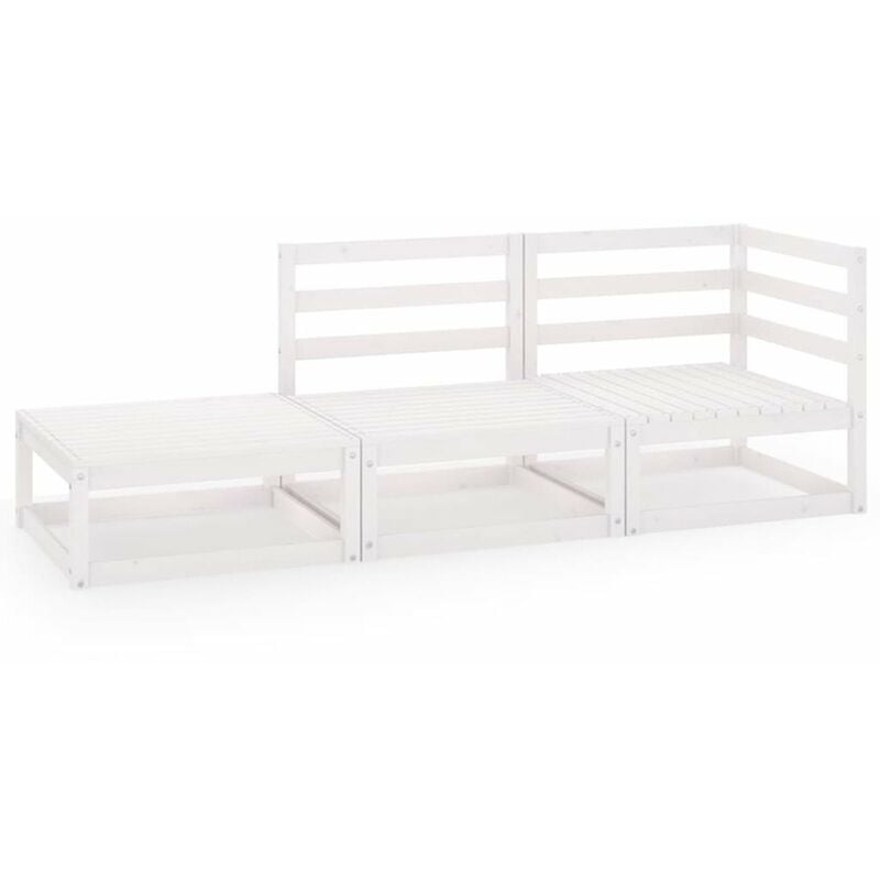 

Set de salon de jardin de 3 piezas blanco madera maciza de pino