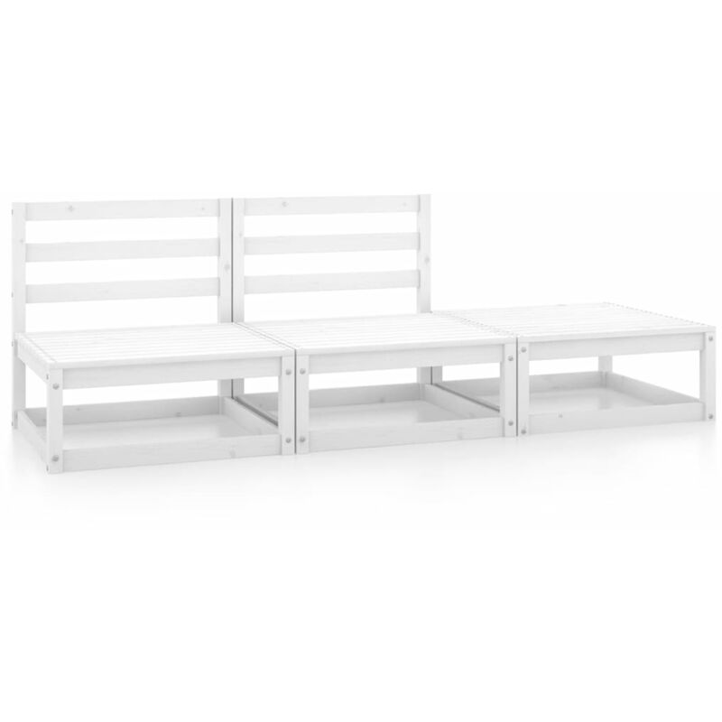

Set de salón de jardín de 3 piezas blanco madera maciza de pino