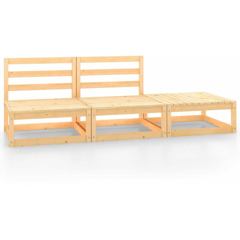 

Happyshopping - Set de salon de jardin de 3 piezas madera maciza de pino