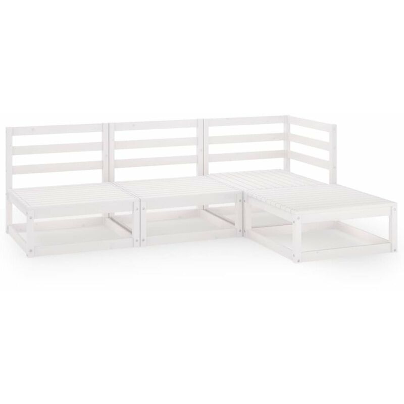 

Happyshopping - Set de salon de jardin de 4 piezas blanco madera maciza de pino