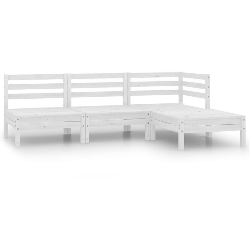 

Set de salón de jardín de 4 piezas blanco madera maciza de pino