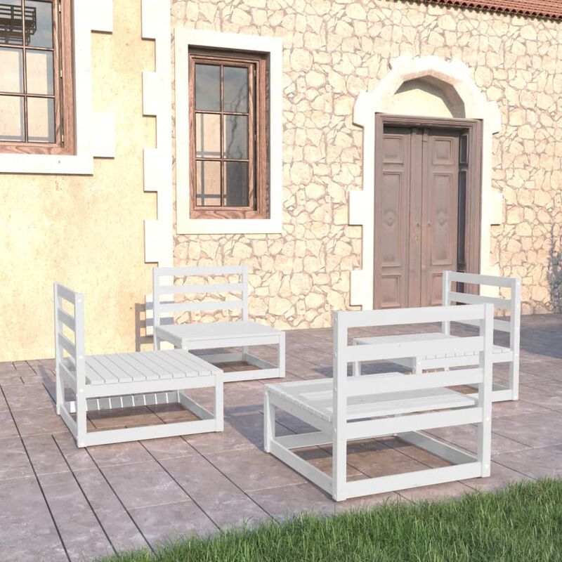 

Set de salón de jardín de 4 piezas blanco madera maciza pino