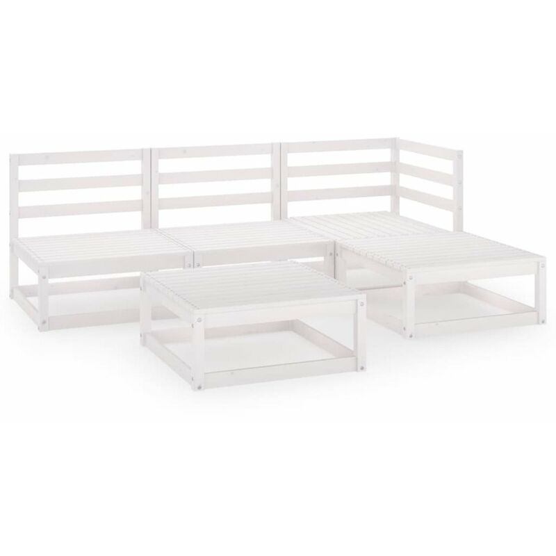 

Set de salon de jardin de 5 piezas blanco madera maciza de pino