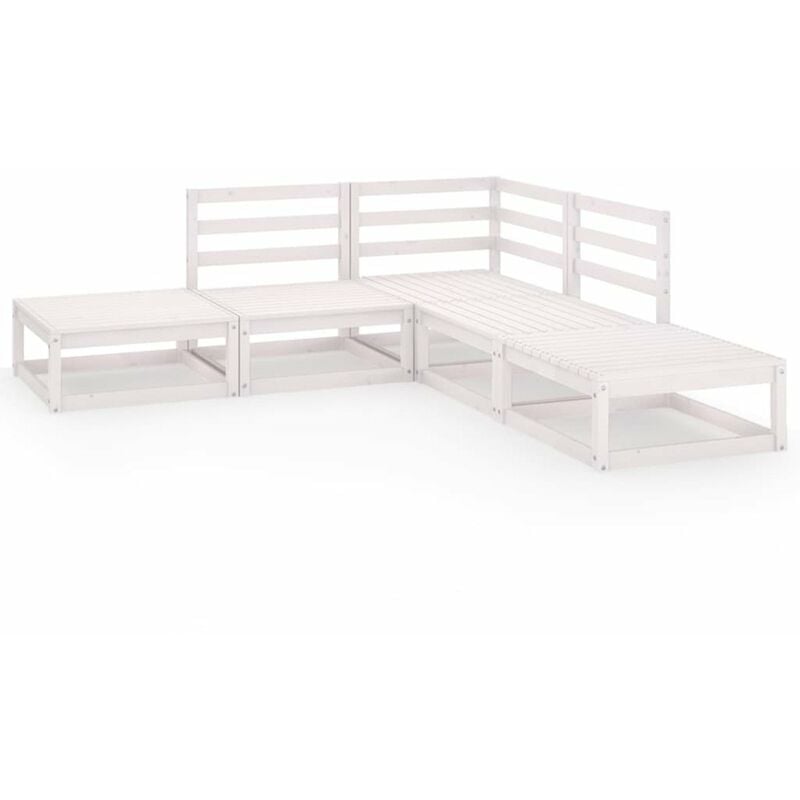 

Set de salon de jardin de 5 piezas blanco madera maciza de pino