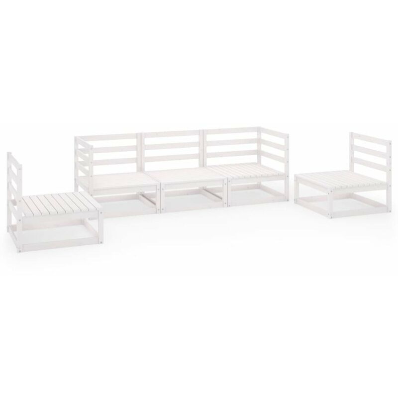 

Happyshopping - Set de salon de jardin de 5 piezas blanco madera maciza de pino