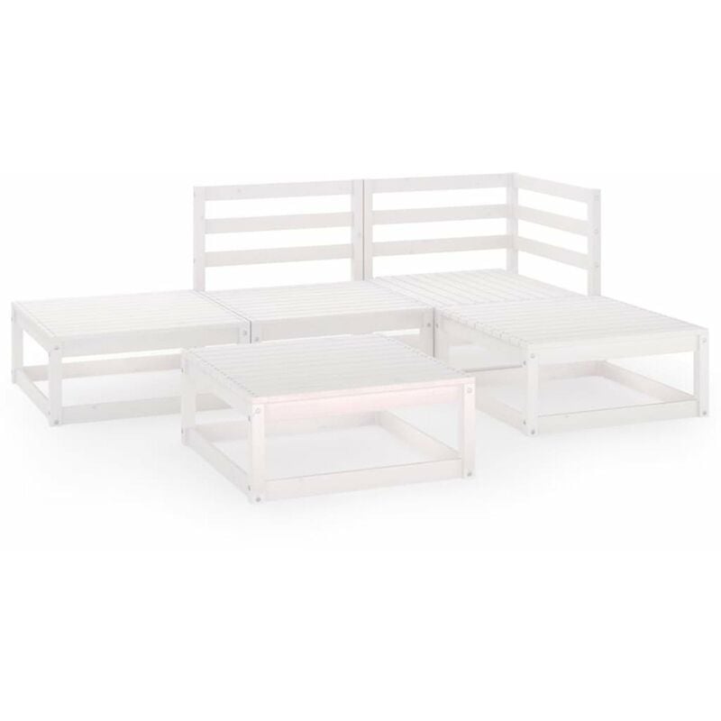

Happyshopping - Set de salon de jardin de 5 piezas blanco madera maciza de pino